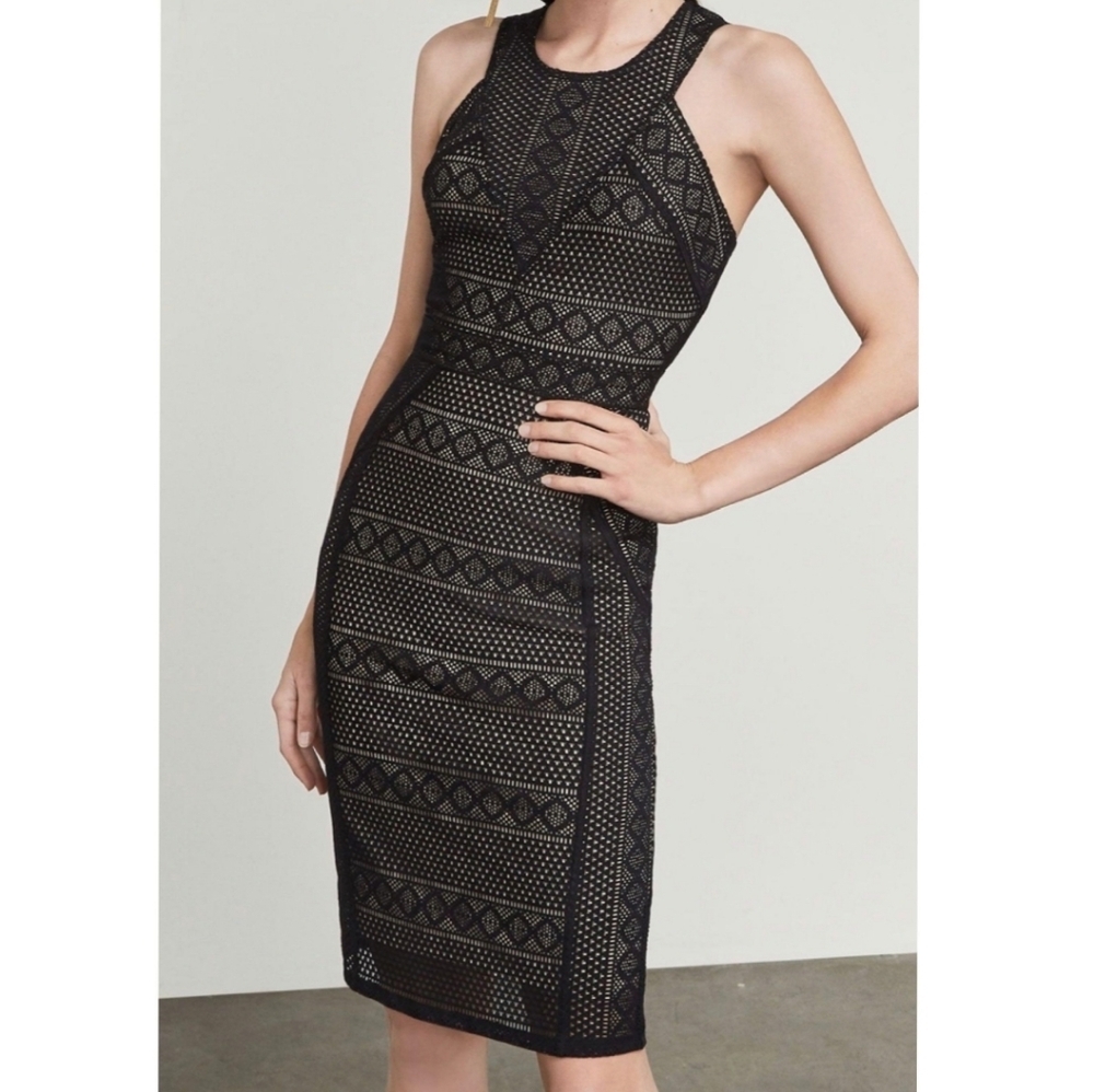 BCBG MaxAzria Dena Lace Dress Black Style #UCE63O06 Celeb Style Luxury Nude - Picture 6 of 14